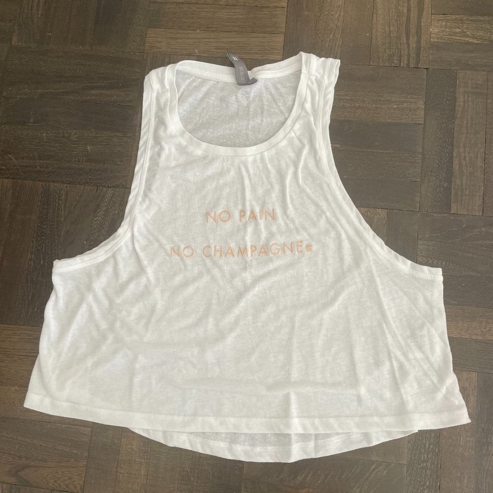Sweaty Betty Small S White No Pain No Champagne Tank Top